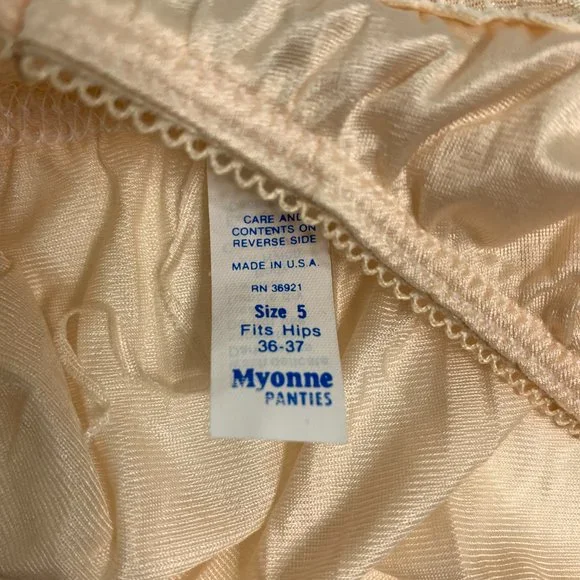 Vintage Myonne Shiny Second Skin High Cut Panties Size Small Satin Lace Trim NEW - Picture 5 of 9